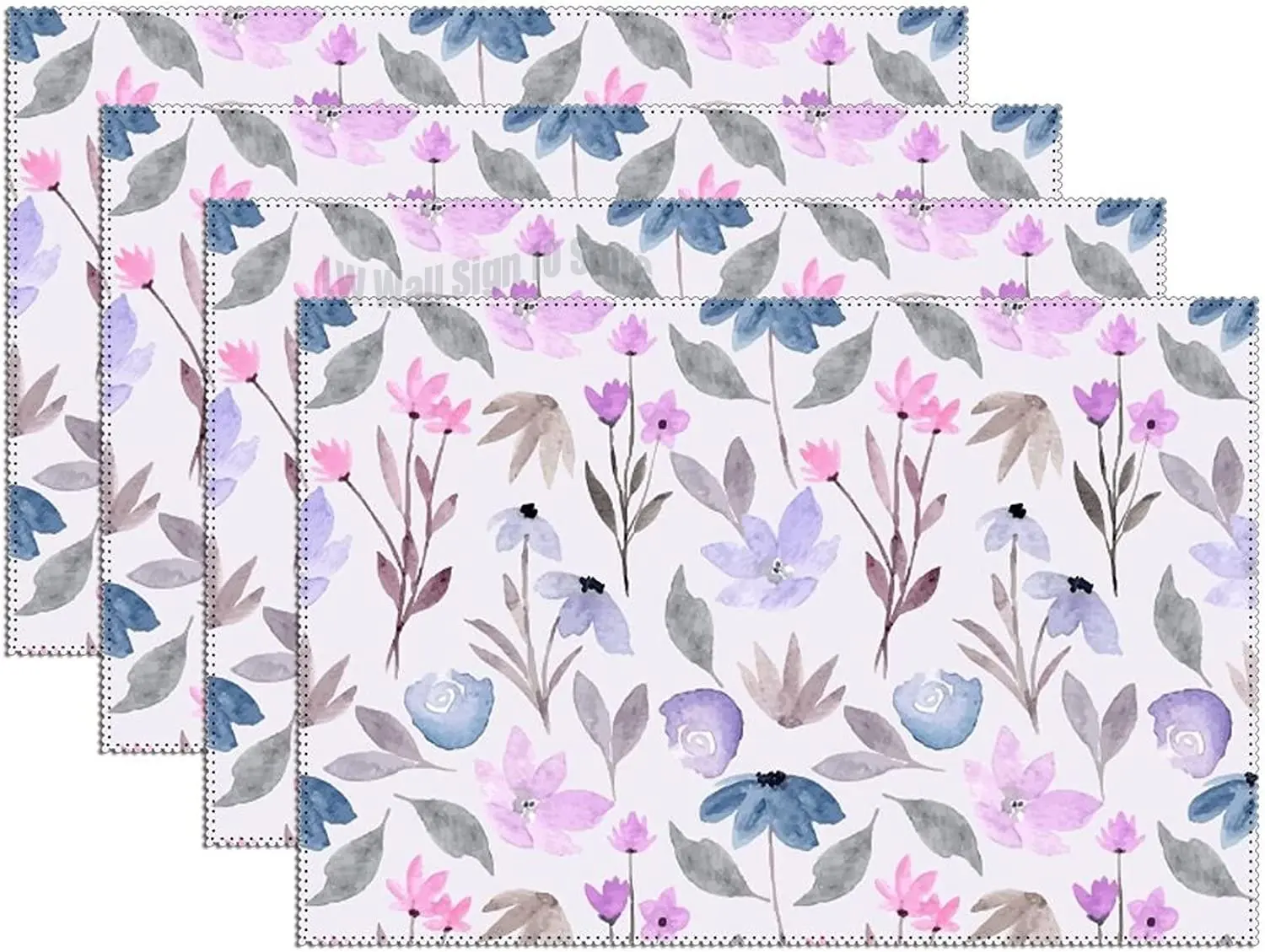 

Purple Watercolor Wild Floral Heat Resistant Non-Slip Table Mats Washable Placemat Decoration for Kitchen Dining Table