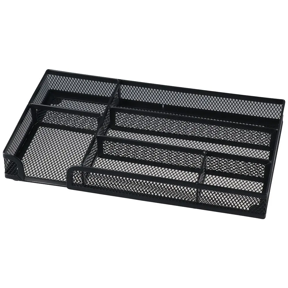 

Ящик-органайзер на 6 ячеек, многофункциональный черный поднос из металлической сетки для хранения, органайзер для офиса