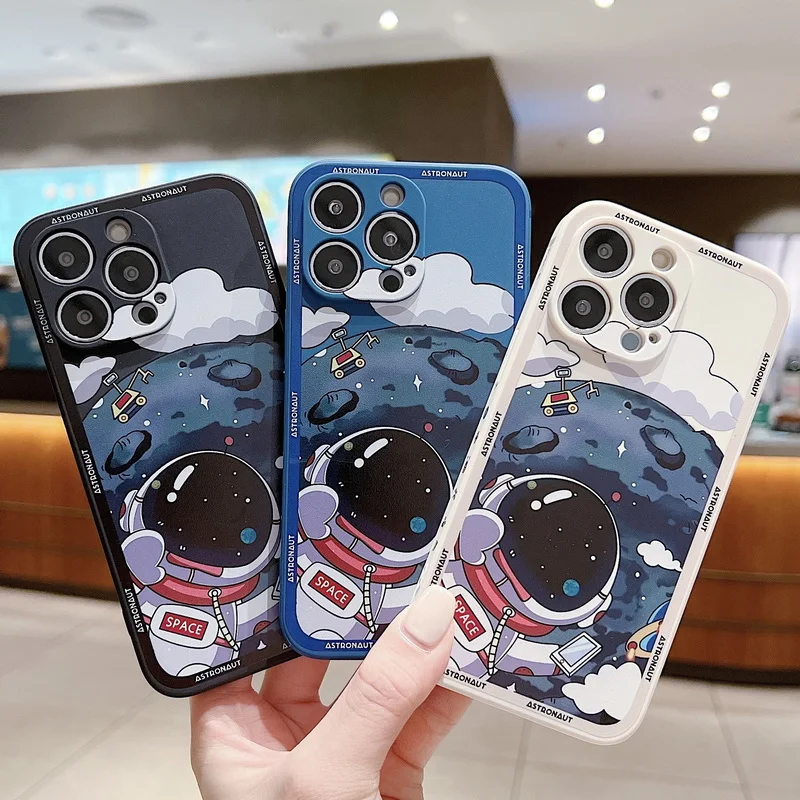 

For IPhone 14 13 Pro Max 12 11 Pro Max XS X XR 8 7 Plus SE 2020 2022 Astronaut Silicone Soft Cover for IPhone 13 14 12 11 Case