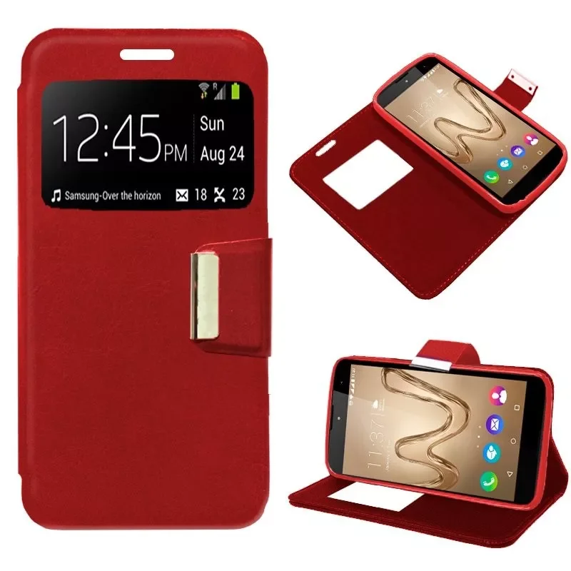 

NEW COOL Flip Cover case for Wiko Lenny 3 Max / Jerry Max smooth red