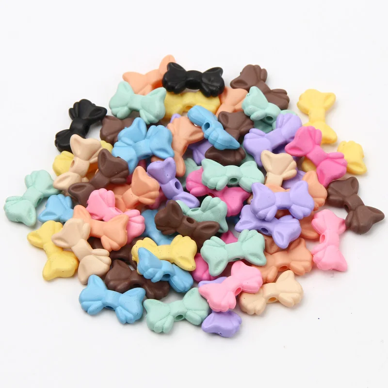 Матовый разноцветный милый бант 15 Х9 мм акриловые разделительные бусины для