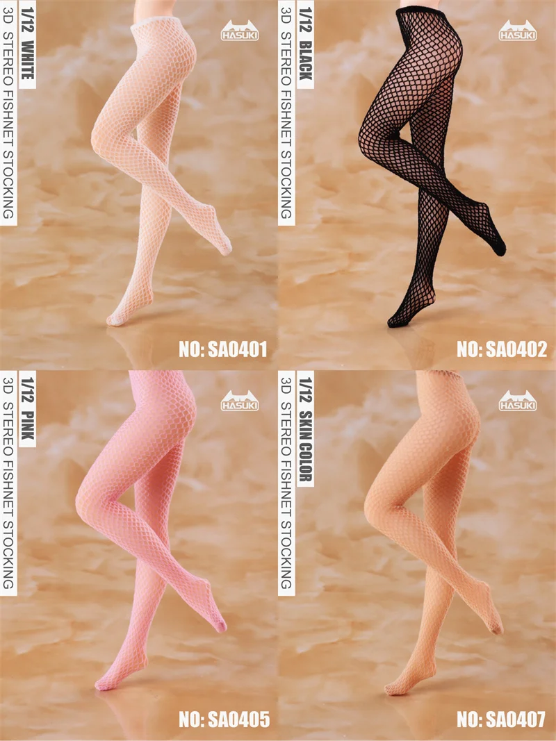 

HASUKI SA01 SA04 1/12 Sexy Fashion Female 3D Fishnet Pantyhose Leggings Stockings Clothes Fit 6" Action Figure Body