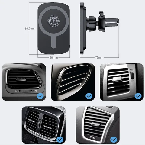 Беспроводное зарядное устройство Magsafe для автомобильного телефона, магнитное автомобильное крепление для iPhone 16, 15, 14, 13, 12 Pro Max для Samsung, Huawei и многого другого