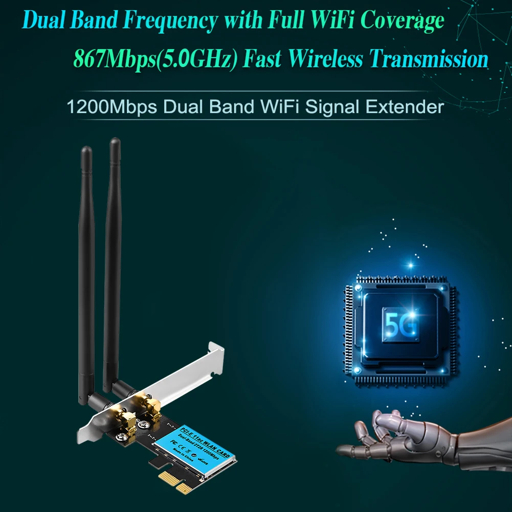 Беспроводная Wi-Fi карта PCI-E 1200 Мбит/с 2 4 ГГц/5 ГГц IEEE 802.11ac двухдиапазонный сетевой