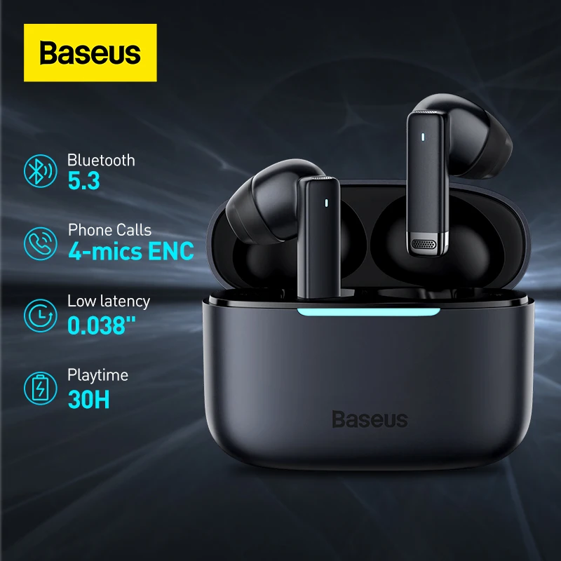 Baseus Bowie E9หูฟังไร้สายบลูทูธ5.3พร้อม4-mics ENC True หูฟังไร้สายตัดเสียงรบกวนเกมกีฬา HiFi หูฟัง