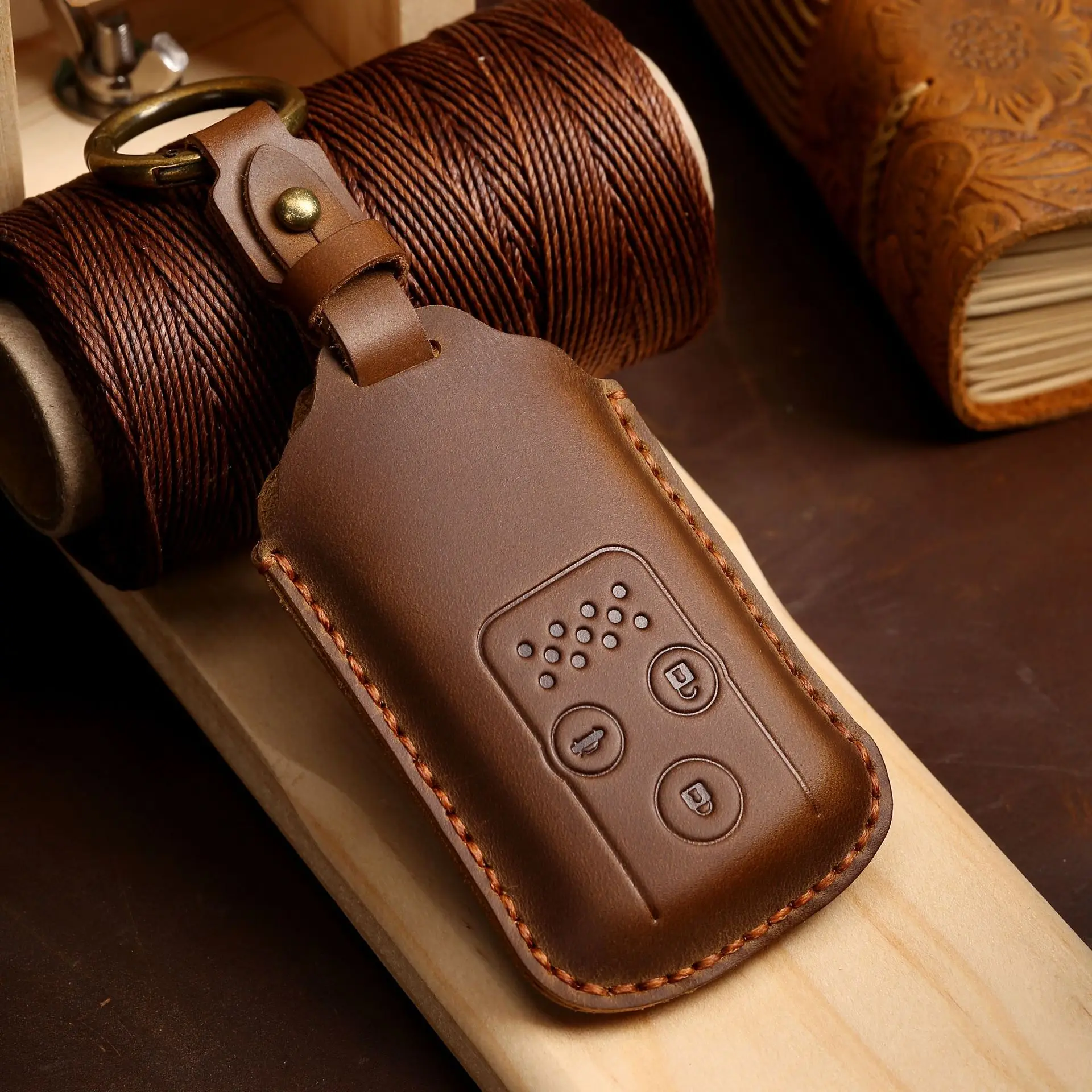 

Smart Car Key Case Cover Crazy Horse Leather Keyring for Honda Accord CRV Odyssey Fit Shell