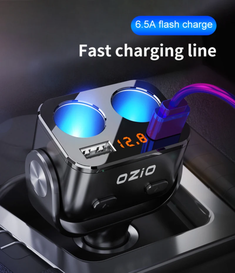

Cigarette Lighter In A Car Universal 12V-24V Socket Splitter Power Adapter 6.5A 120W Dual USB Car Charger With Voltage Display