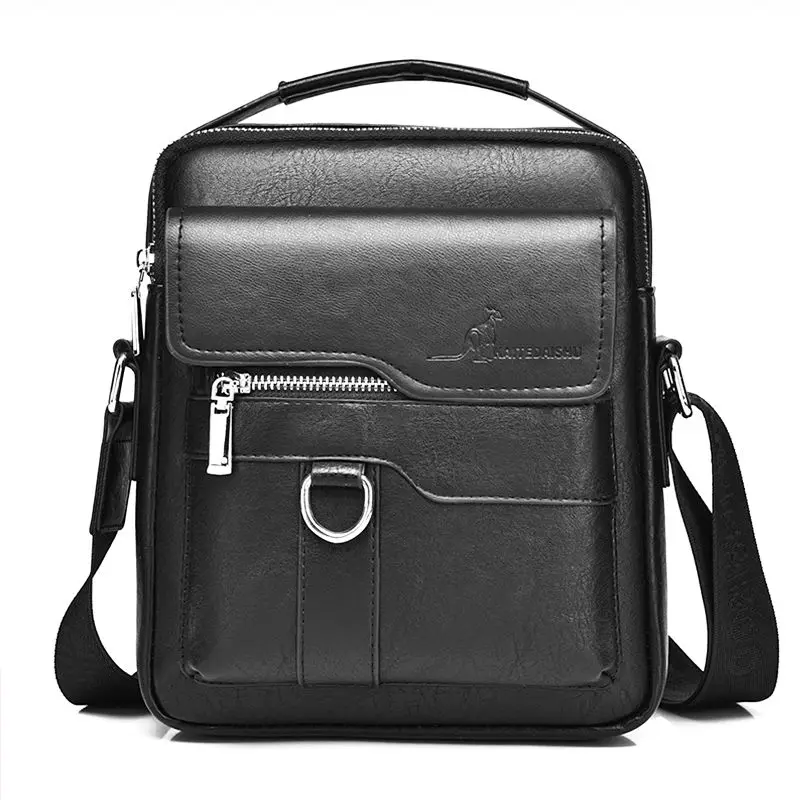 Kangaroo Brand Men's Leather Shoulder Bag PU Leather Business Men's Crossbody Bag Retro Business Messenger Bag Men's Handbag