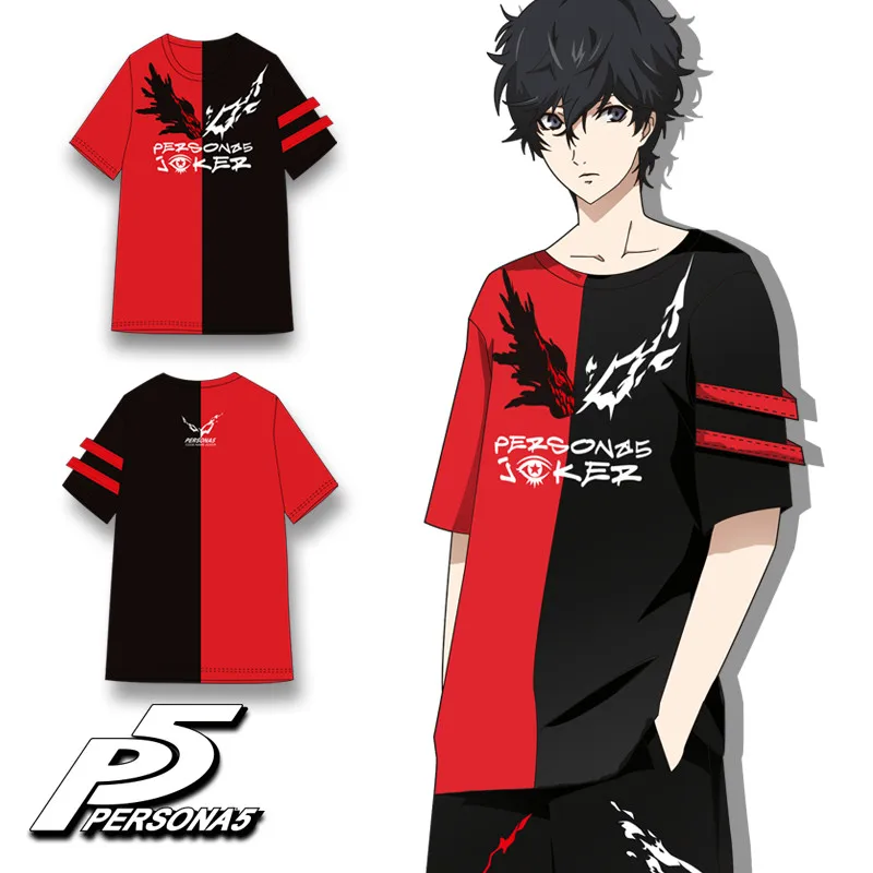 

Футболка и штаны из полиэстера с принтом аниме Persona 5, для косплея Ren Amamiya Akira Kurusu, Летняя короткая женская одежда
