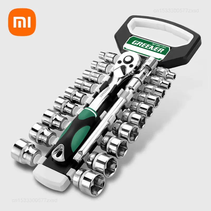 

Xiaomi Greener CR-V Ratchet Wrench 1/2" 3/8" 1/4" Wrench Tool Set Socket Set Chrome Steel Vanadium Auto Repair Spanner Tools