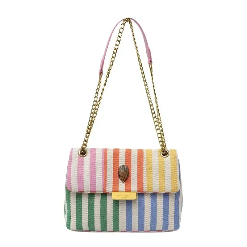 KURT GEIGER LONDON Повседневная парусиновая многоцветная полосатая квадратная сумка в