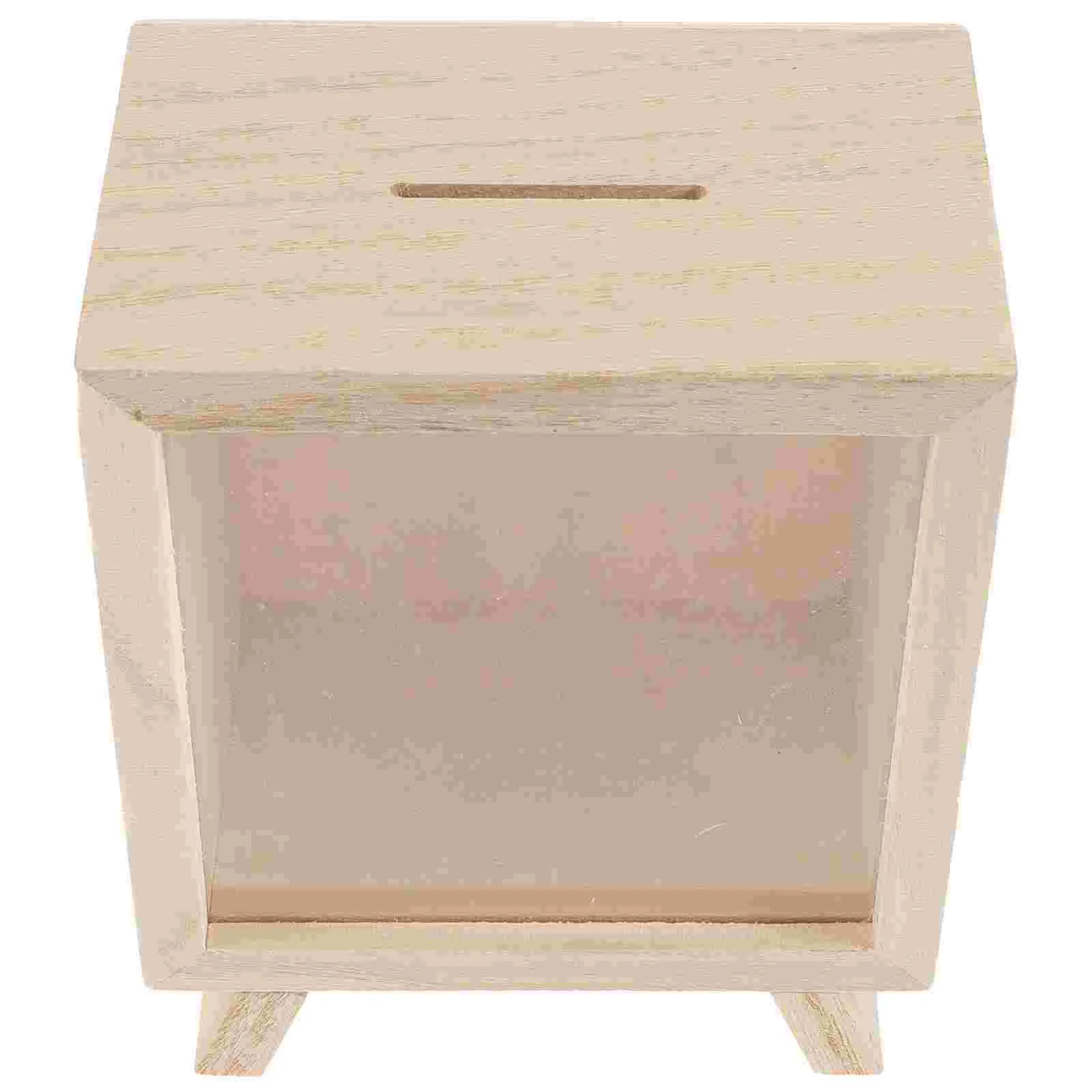 

Bank Piggy Box Money Woodensavingjar Wood Kids Clear Cash Savings Change Square Adults Fund Display Case Banks Container Gift