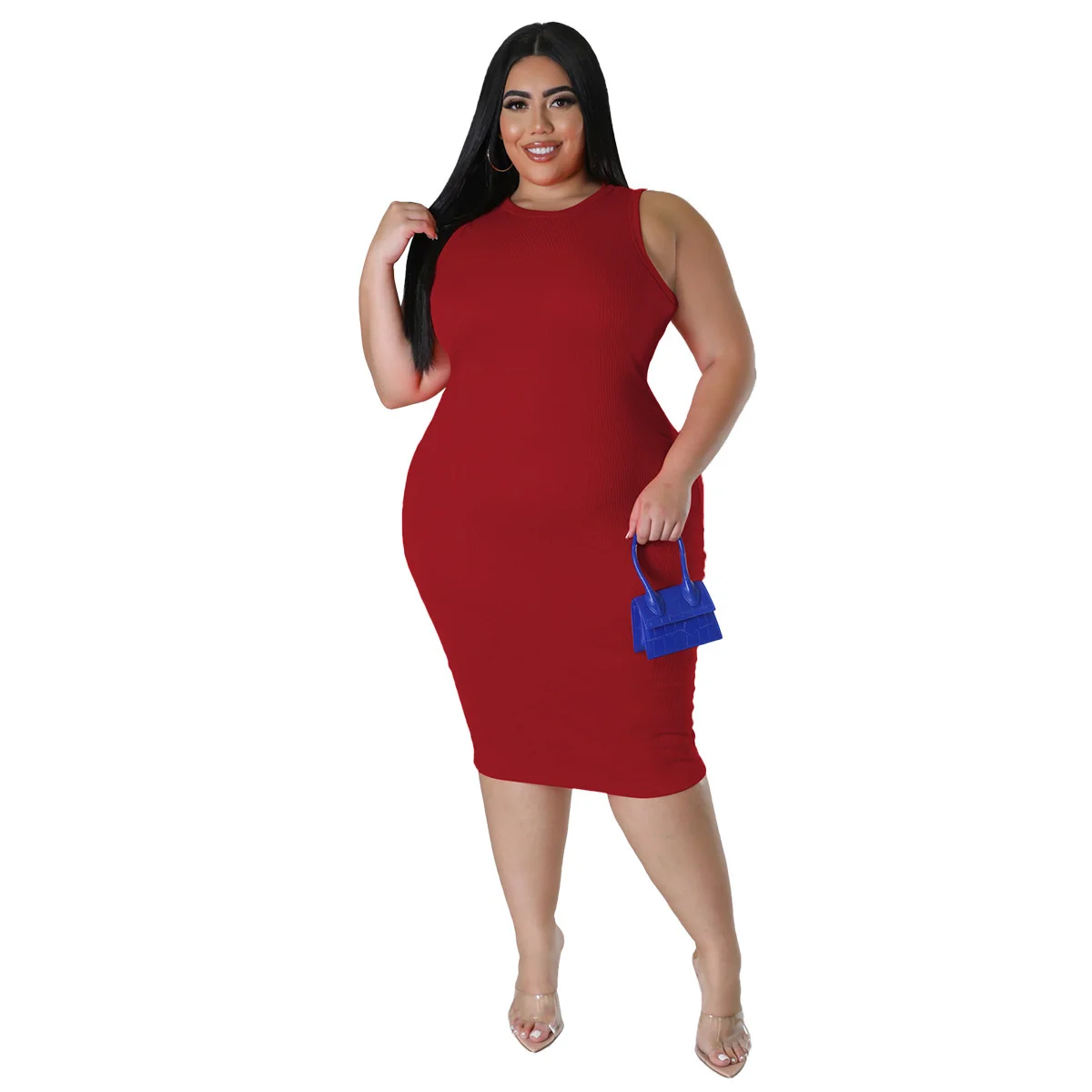 Plus Size Women's Dresses Fashion Casual Solid Color Sleeveless Dress 2023 Spring Summer New Large Size Female Elegant Dresses