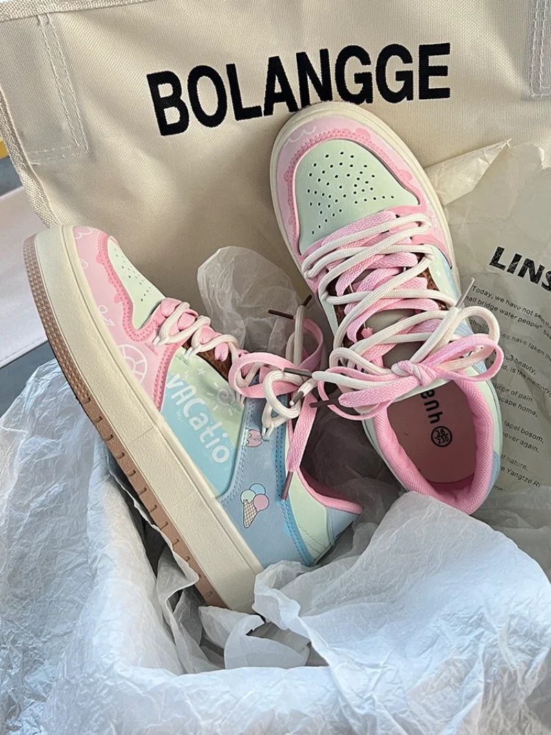 SHANPA Color Block Shoes for Women Korean Fashion Student Casual All Match Sneakers High Street Increased Zapatillas Mujer