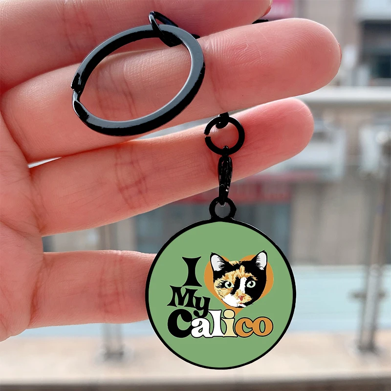 

Fashion I love my Calico Cool Key Tag Motorcycles Cars Backpack Chaveiro Keychain For Friends Key Ring Gifts Accessories