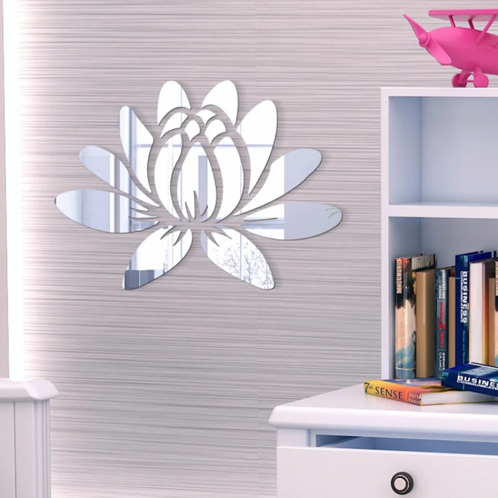 

Wall Mirror Decals Stickers Sticker 3D Flower Acrylic Decor Adhesive Self Removable Diy Decal Floral Tiles Room Acrylics Living