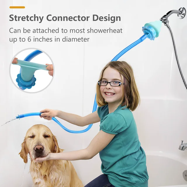 Handheld Pet Shower Hose Slip-on Dog Wash Hose Attachment for Showerhead Sink 5FT Hose Length 2