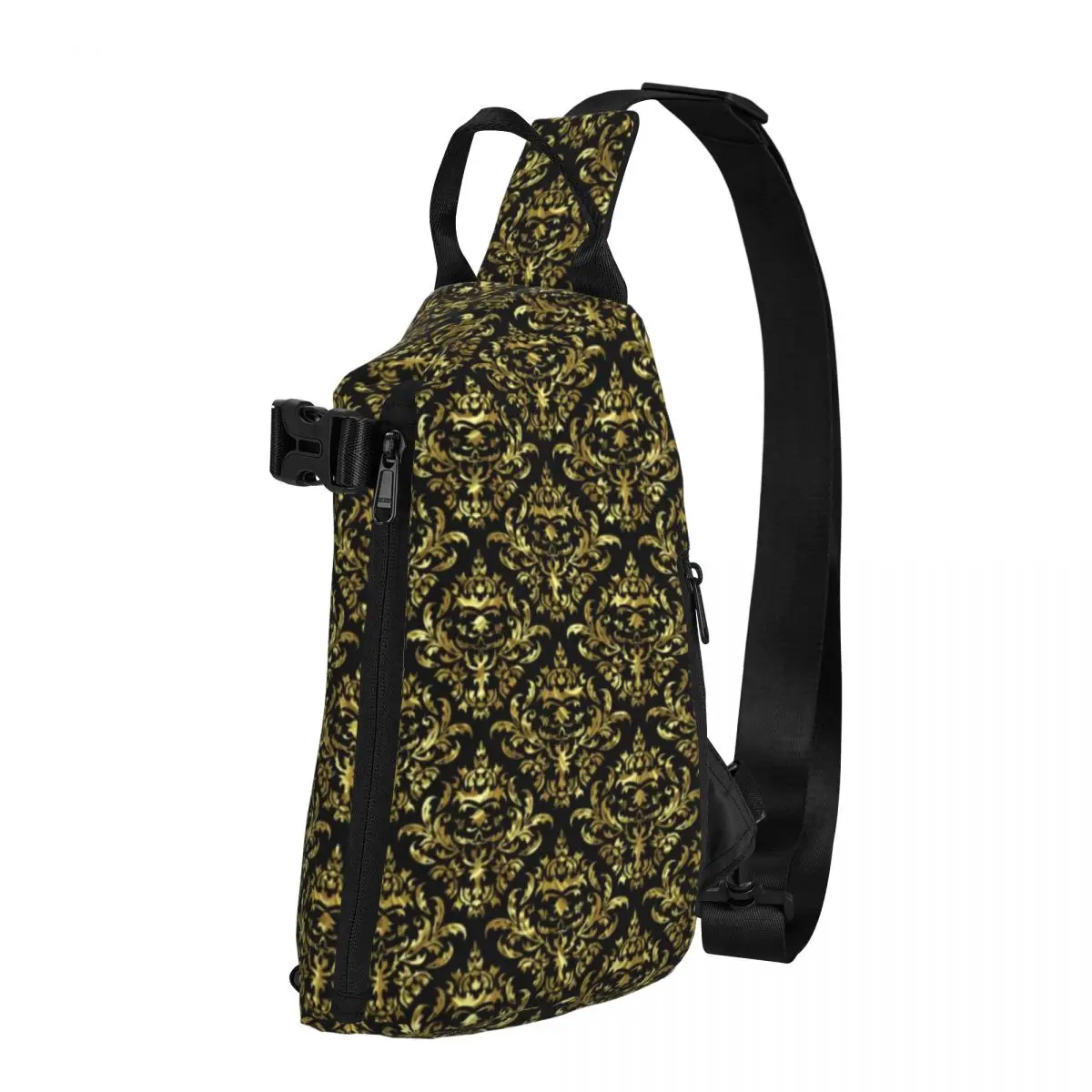 

Золотые нагрудные сумки в стиле барокко с цветочным принтом, Мужская дизайнерская сумка на плечо с геометрическим рисунком, милая сумка чер...