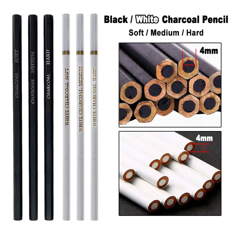 Soft Medium Hard 4mm Lead Core Art Drawing Shadow Highlight Details Processing