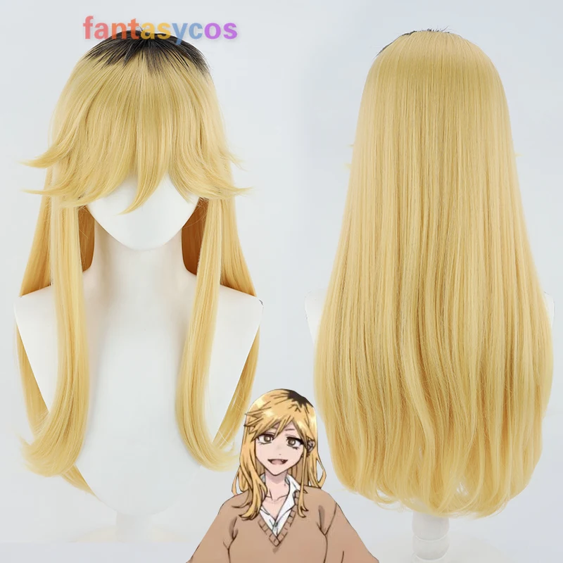 

Anime Yofukashi No Uta Kikyo Seri Cosplay Wig 70cm Long Golden Black Synthetic Hair Call of The Night Party Wigs + Free Wig Net