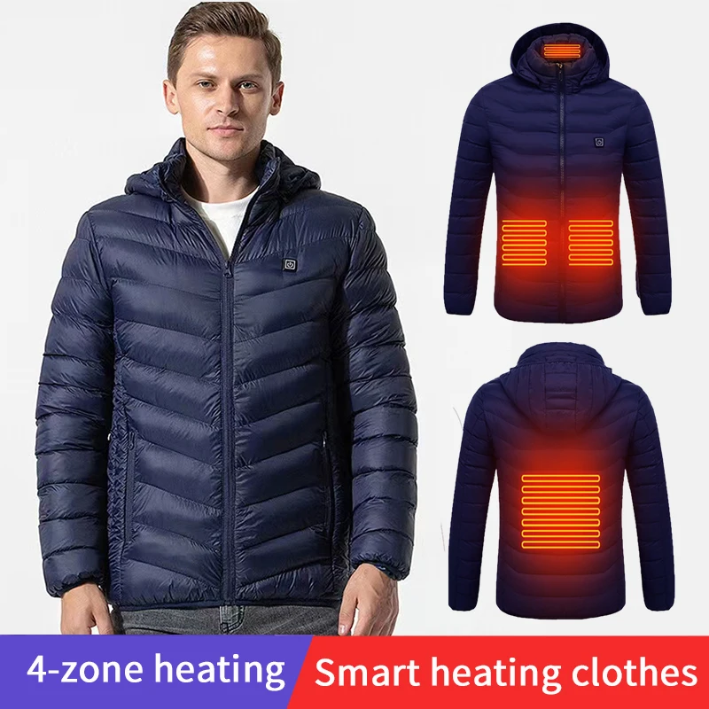 Cotton Clothing Heated Jacket Men USB Electric Heating Jackets Heating Clothes Hoodie Zipper Parka Winter Man Warm Clothes New