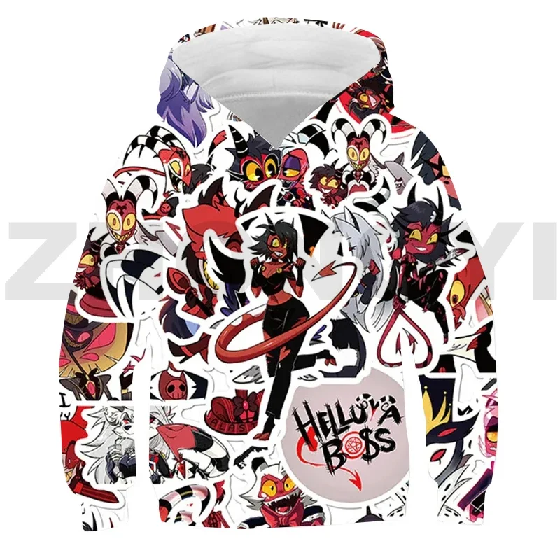 Детская толстовка с капюшоном и 3D-принтом Helluva Boss уличная одежда в японском стиле