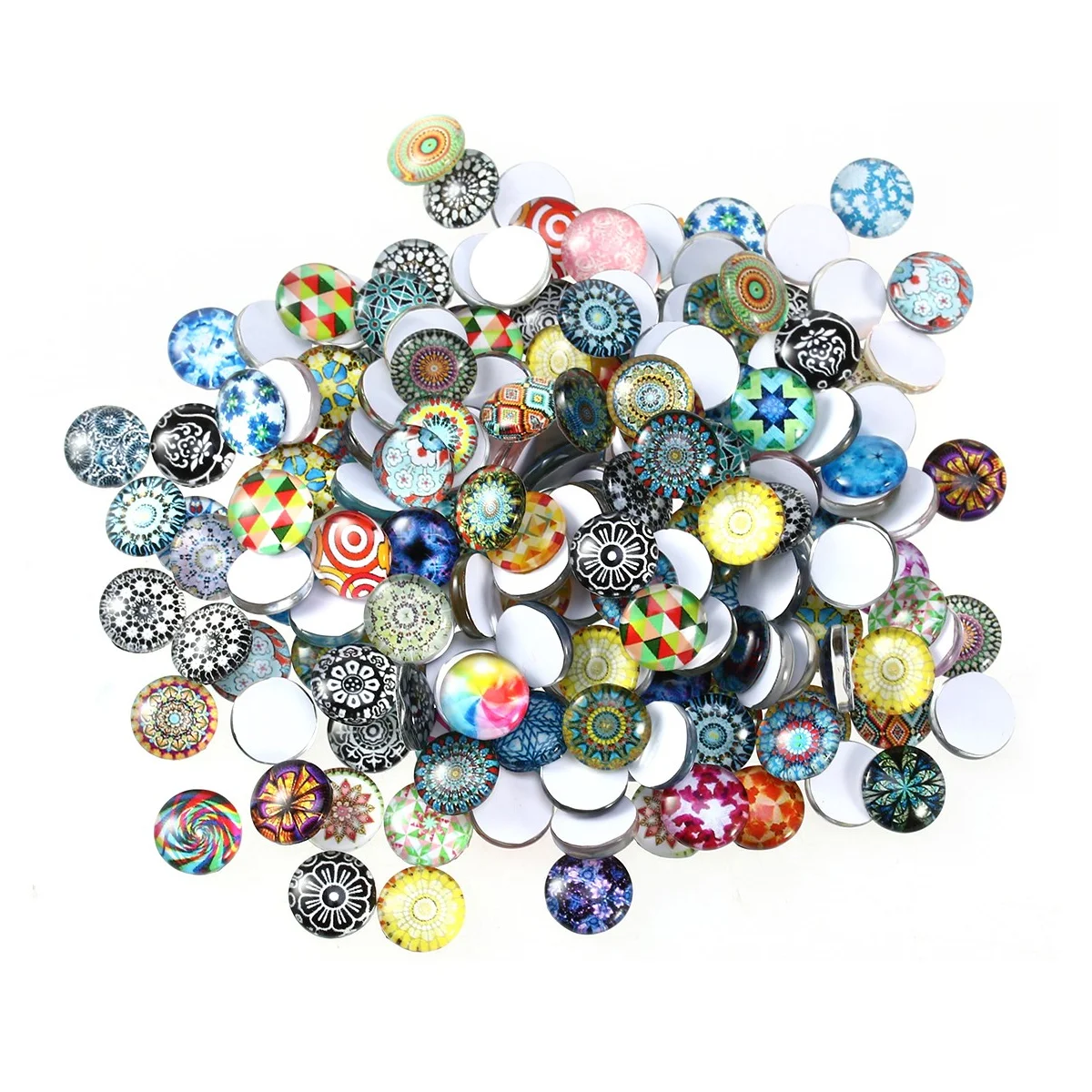 

200pcs 12mm Mixed Round Mosaic Tiles for Crafts Glass Mosaic Supplies for Jewelry Making (Mixed Color)