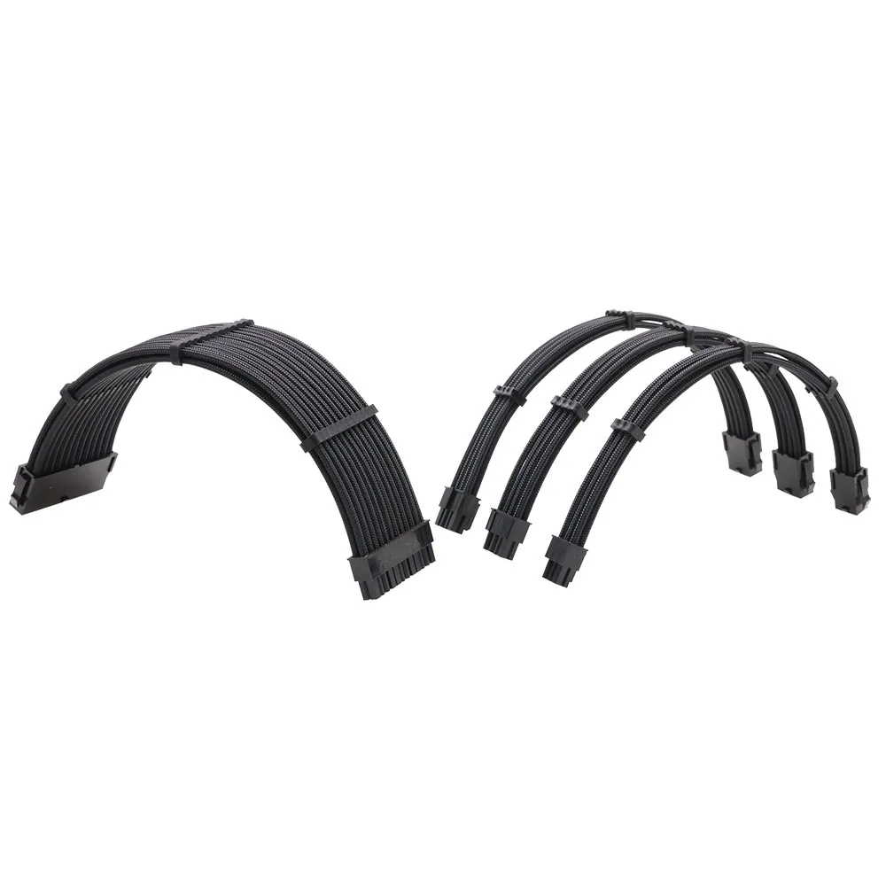 Комплект удлинительных кабелей PSU, однотонный комбинированный кабель 350 мм ATX24Pin PCI-E8Pin CPU8Pin с гребнями 300 мм Arc