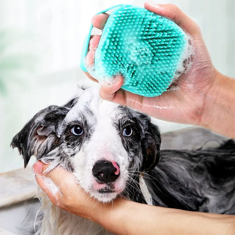 

Family Bathroom Puppy Big Dog Cat Bath Massage Glove Brush Soft Safety Silicone Pet Accessories Dog Cat Tool