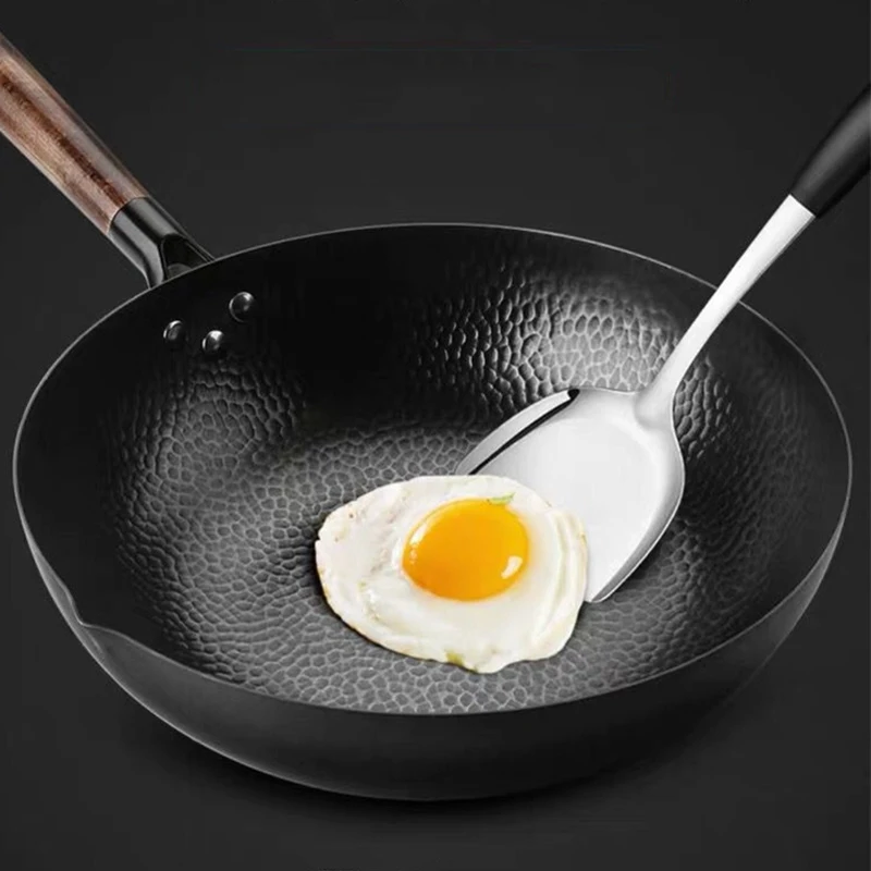 

Высококачественная железная ВОК, традиционная антипригарная железная сковорода ручной работы, непокрывающая индукционная плита, газовая ...