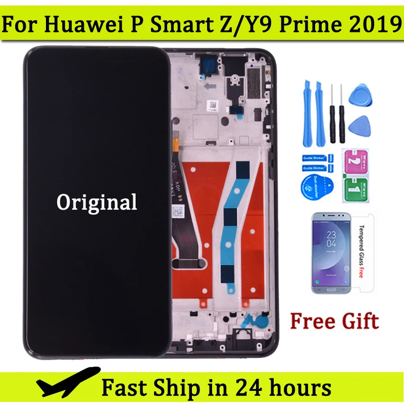 6.59 pollici originale per Huawei Y9 Prime 2019 Display LCD Touch Screen Digitizer Frame di montaggio per Huawei P Smart Z lcd