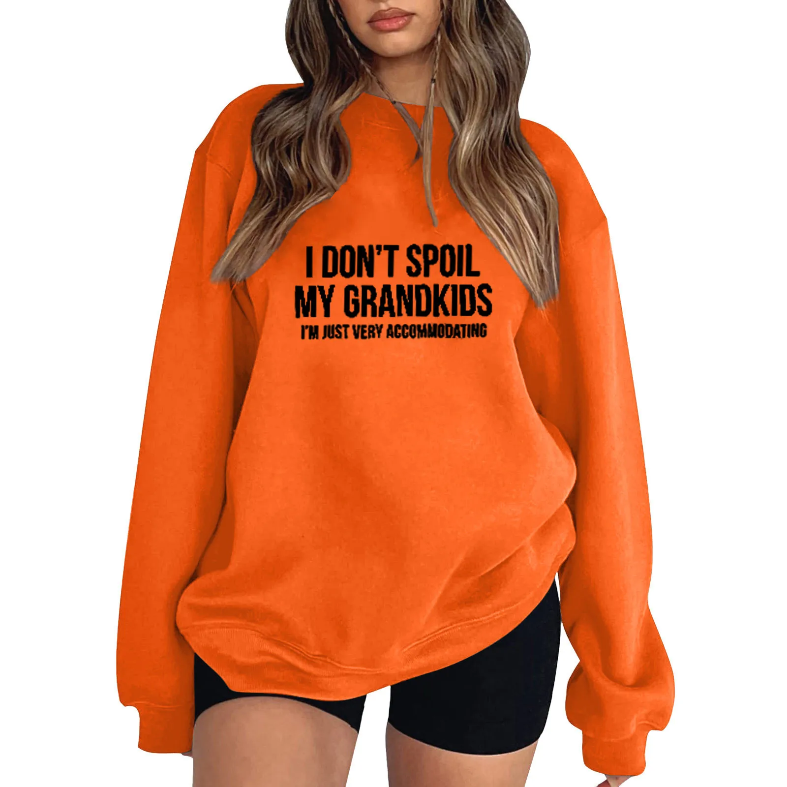 

Свитшот женский однотонный с флисовой подкладкой, Худи оверсайз с длинным рукавом и текстовым принтом, худи с графическим принтом для Хэллоуина