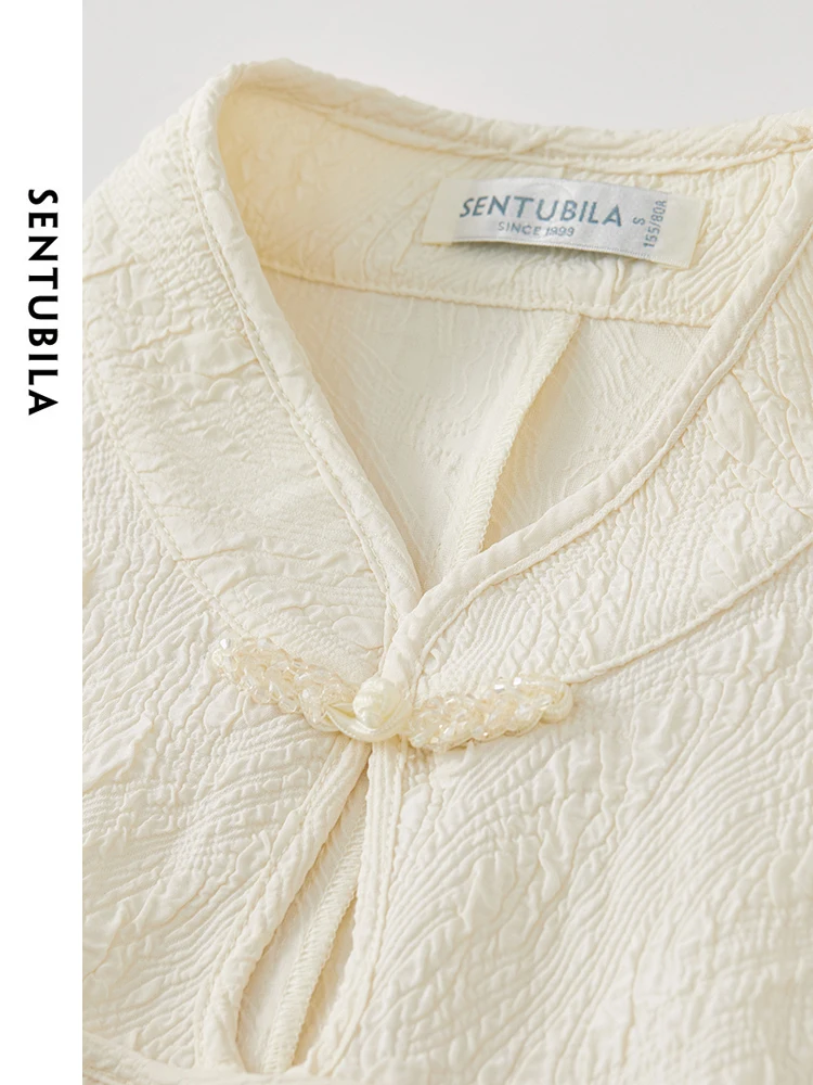 Женская жаккардовая укороченная шифоновая блузка SENTUBILA 142V54973 в китайском стиле