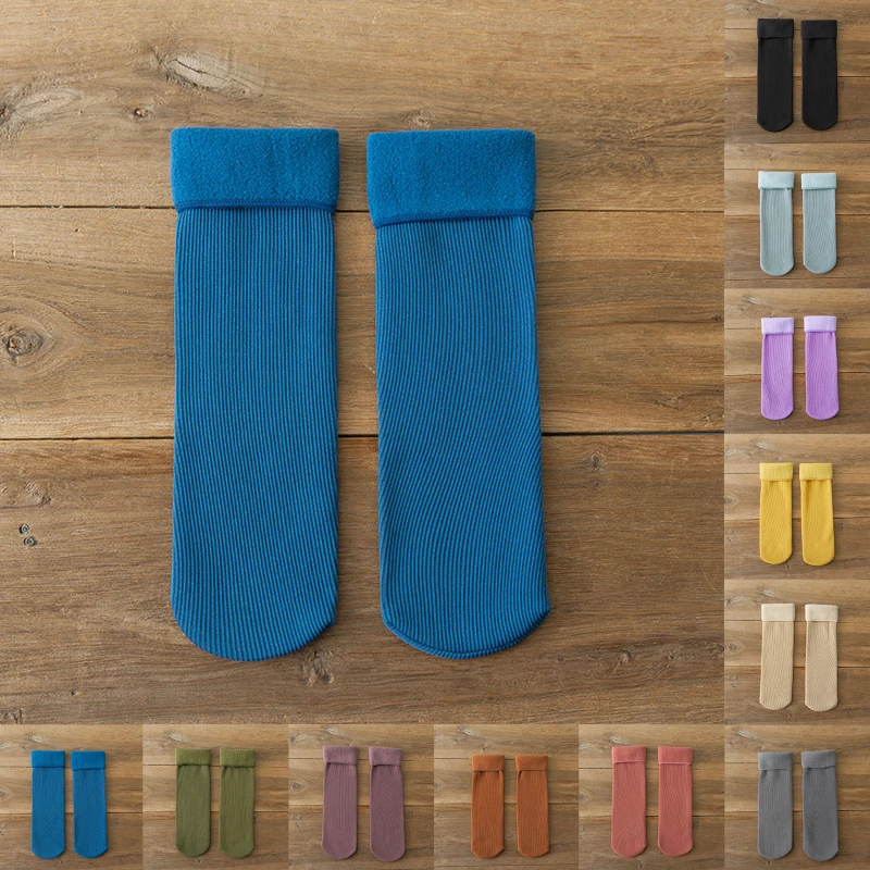 

2022 New Winter Thicker Coral Velvet Wool Women Socks Casual Japanese Fashion Solid Color Long Sock Girls Thermal Warm Crew Sock