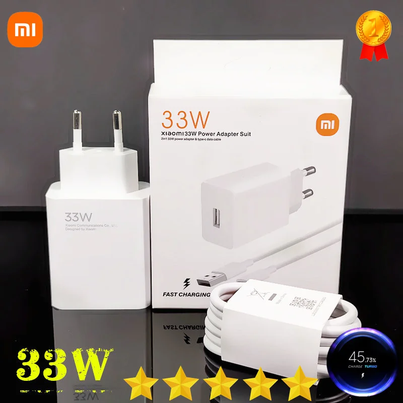 

Original Xiaomi Charger 33W Fast Turbo Charge 2M 1.5M Type C Cable For Mi 10 9 10T Lite POCO X3 NFC Redmi K40 Note 9 10 Pro