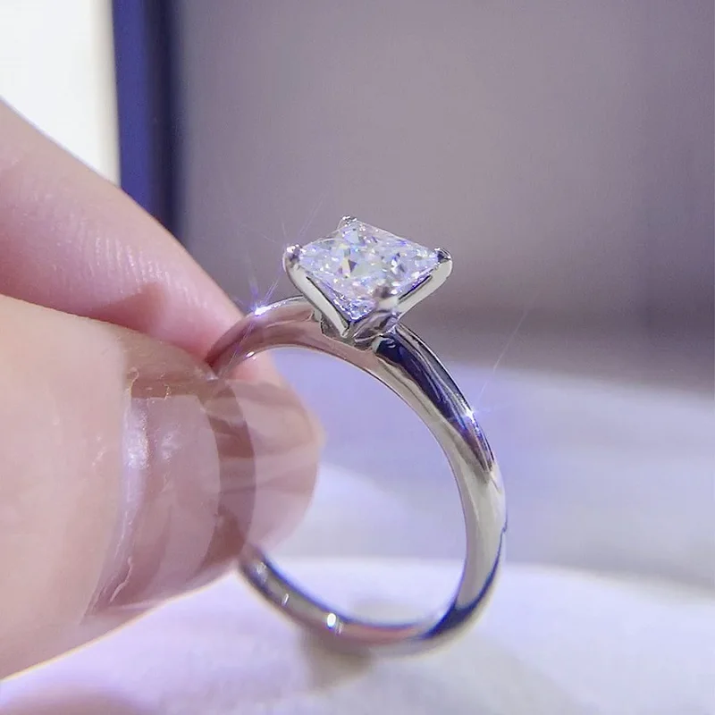 

Платиновое Женское Обручальное Кольцо PT950 для свадьбы 1 2 3 4 5 карат Принцесса квадратное бриллиантовое кольцо с муассанитом модное и элегантное