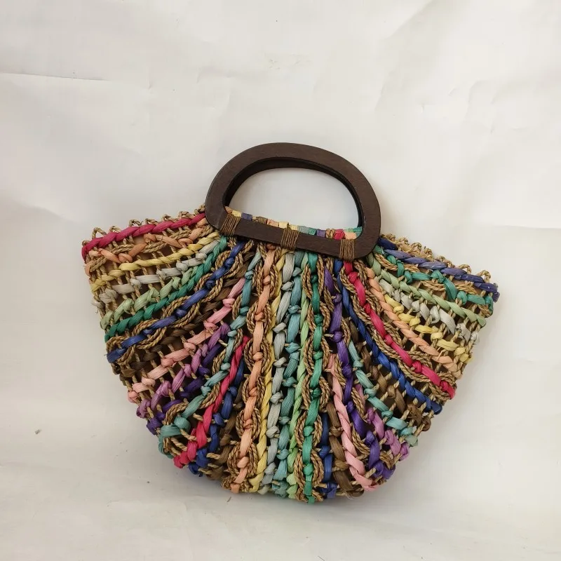 

Handwoven Straw Rattan Beach Handbag Women Girls Summer Hollow Out Crossbody Shoulder Bag with Bowknot Lace Tassels