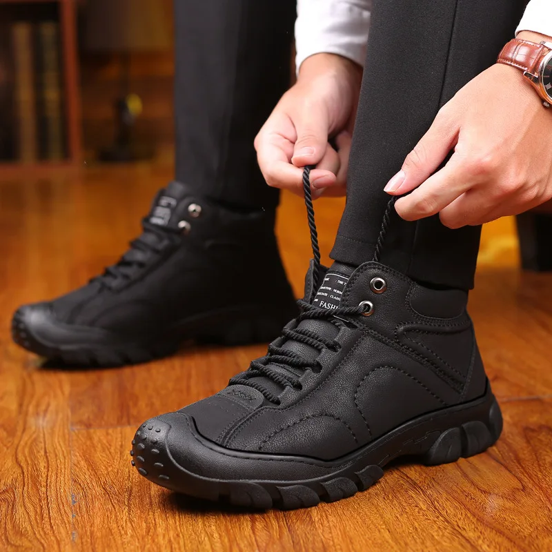 

Fashion New Cotton Shoes Men's Plus Velvet Warm Low-top Simple Non-slip Men's Casual Snow Boots Men Shoes
