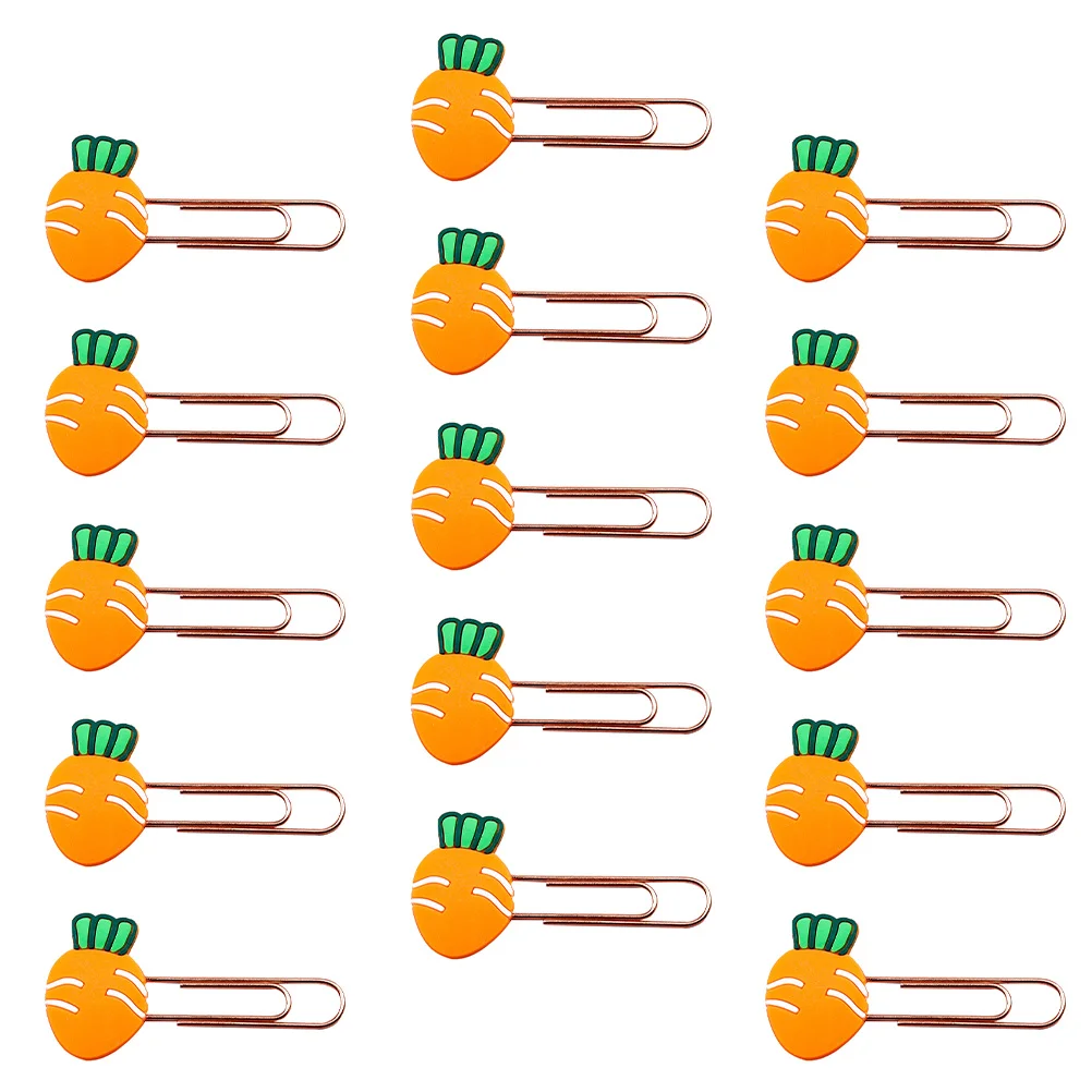 

15Pcs Clips Carrot Shape Clips Carrot Model Clips Portable Clips File Clips for Home Office School Students
