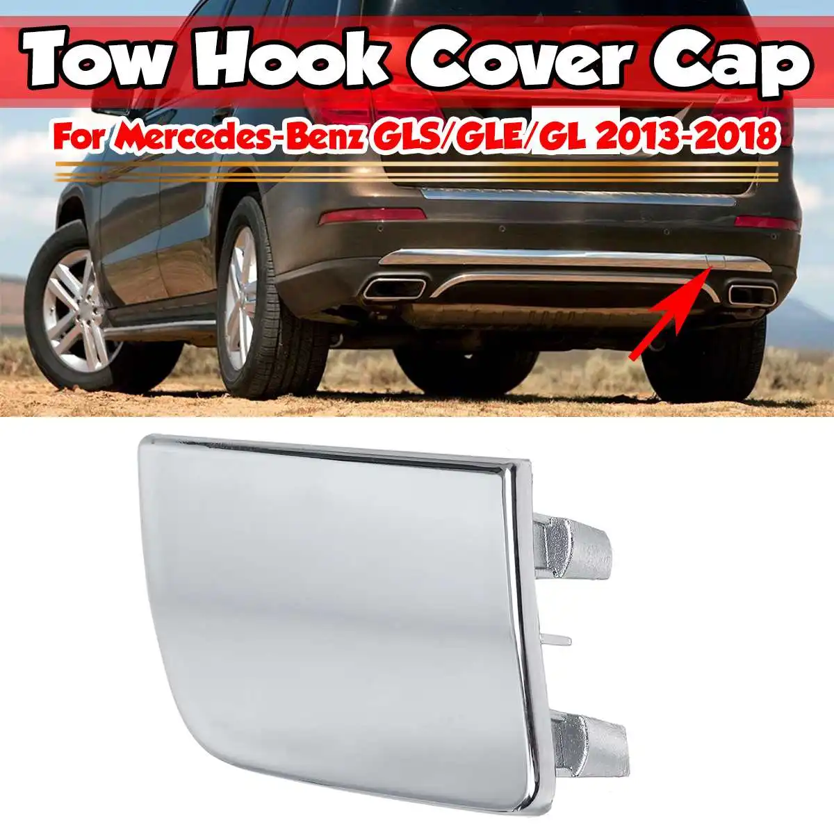 

Car Rear Bumper Tow Hook Cover Cap New Chrome Silver For Mercedes For Benz GLS GLE GL 2013-2018 1668852323