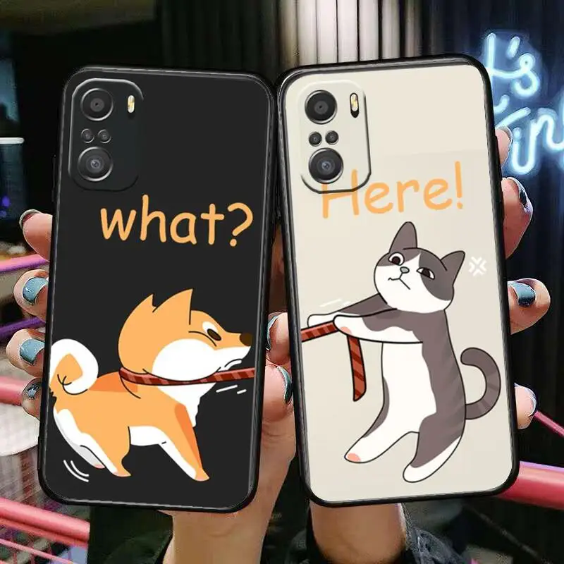 

Couple cat and dog Phone Case For xiaomi redmi 11 Lite pro Ultra 10 9 8 MIX 4 FOLD 10T Black Cover Silicone Back Prett