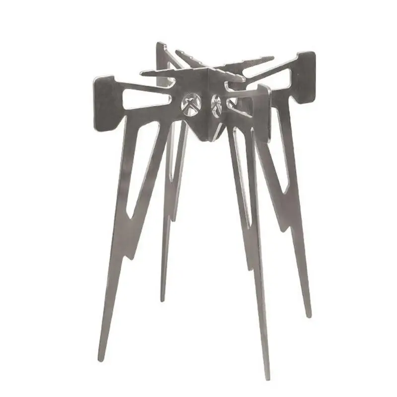 

Подставка для приготовления пищи, Многофункциональная подставка из нержавеющей стали для кемпинга на открытом воздухе, легко носить с собо...