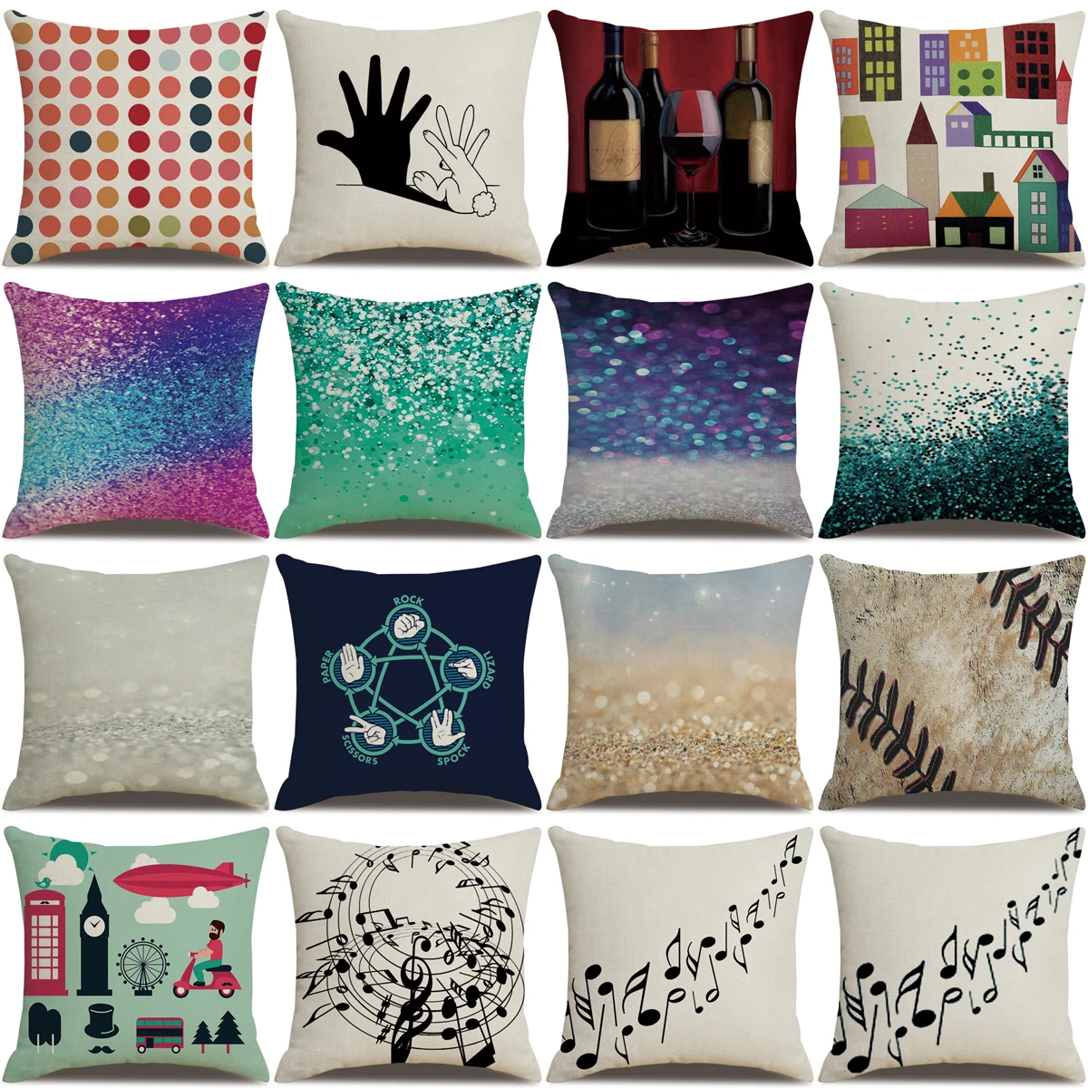 

Красочный льняной чехол ZHENHE для подушки с изображением гравия, украшение для дома, чехол для подушки, чехол для подушки, размер 18x18 дюймов