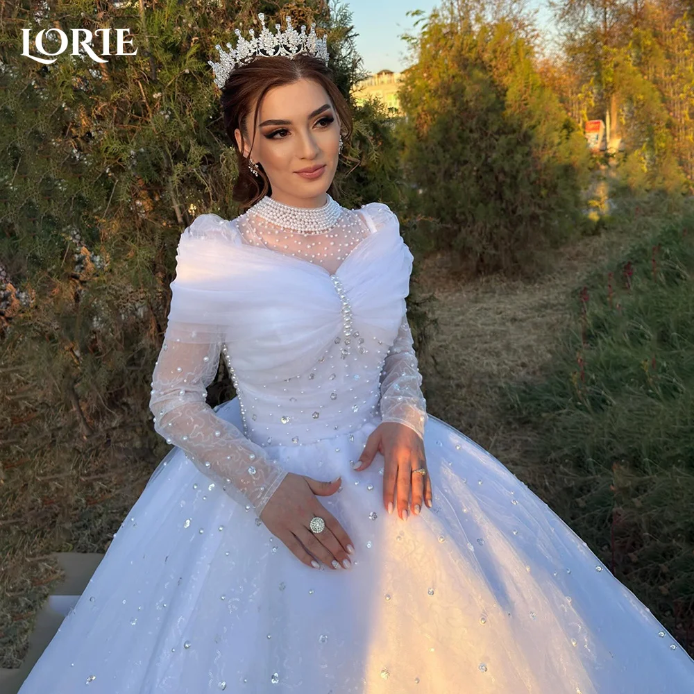 LORIE винтажное свадебное платье с блестящим жемчугом трапециевидной формы