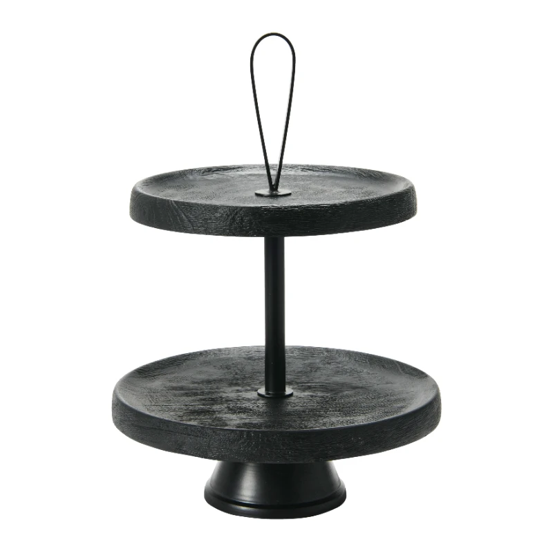 

Free Shipping 12" x 12" Wood 2-Tier Tiered Dessert Stand Black