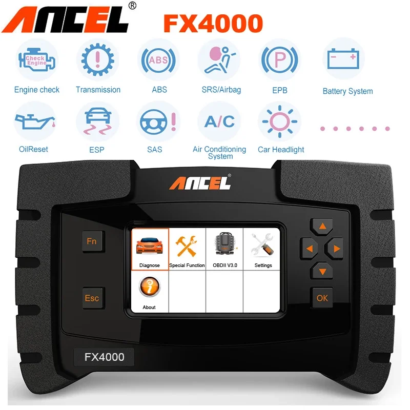 Диагностический сканер Ancel FX4000, OBD2 прибор для полной диагностики автомобиля, с функцией сброса масла