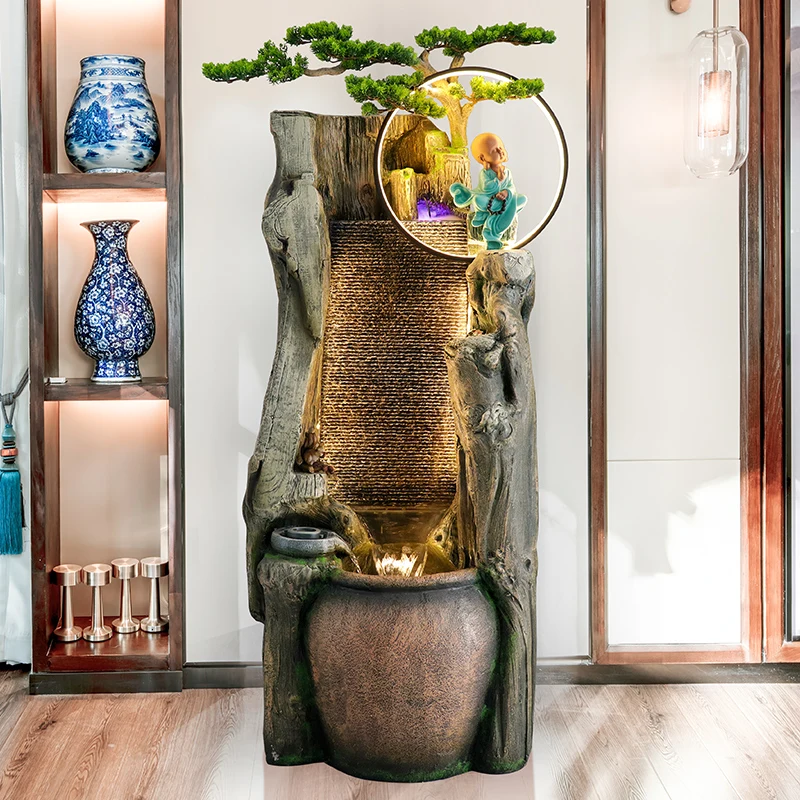 

GY Water Fish Tank Living Room Floor Pottery Pot Chinese Decoration Rockery Fountain Waterfall Green Ecological Plant Ornaments