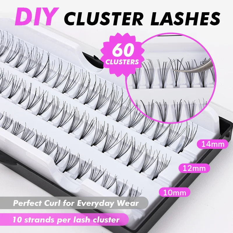 Фото 8/10/12/14mm mixed 10pcs/Lot Individual False Eyelash Extension Long Under Short Medium Choose any Sizes You Need №3
