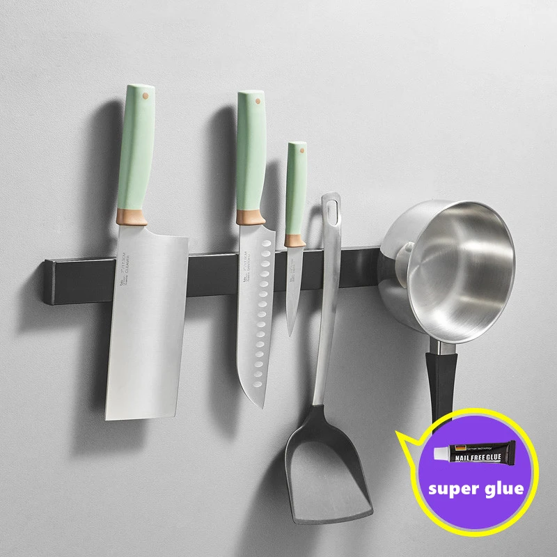 

Stainless Steel Magnetic Knife Holder Kitchen Knife Rack Kitchen Organization Wall-mounted Storage Rack For Metal Kitchen Tools