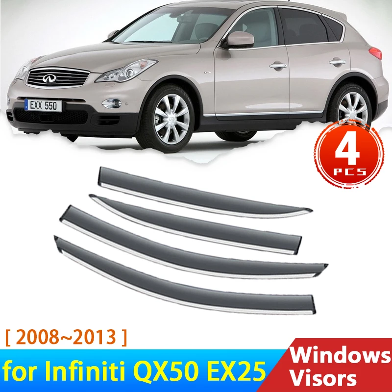 

Дефлекторы для Infiniti QX50 EX25 J50 2008 ~ 2013 2007 2010 аксессуары Автомобильные оконные козырьки защита от дождя для бровей Козырек защитный чехол